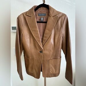 Vintage Banana Republic Buttery Soft Carmel Leather Blazer Sz 6